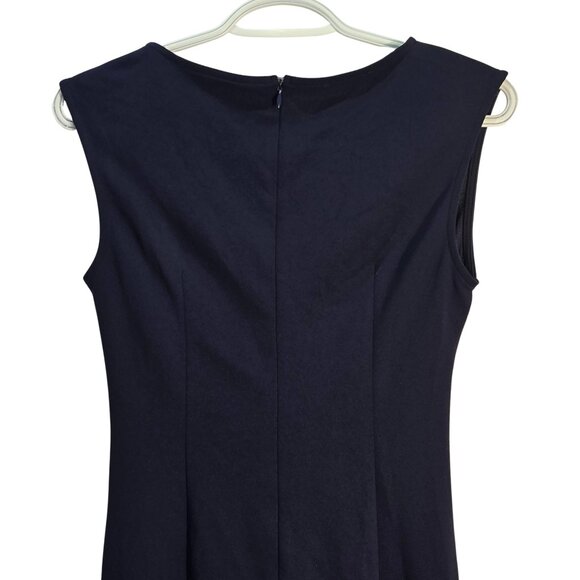 NWOT | Navy Blue Sleeveless Ruched Side Slit Bodycon Midi Dress | Small - Picture 3 of 7